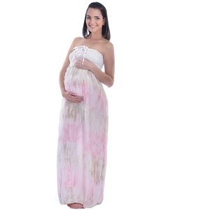 HUGE STORE CLOSING SALE!! Tie Dye Maternity Maxi Dress Smocked Halter NWT!